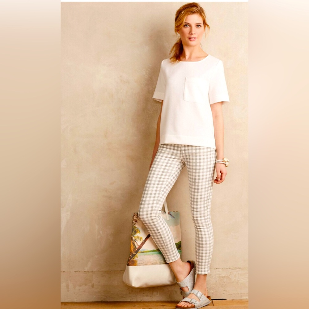 Paige Verdugo Ankle Skinny Jeans Grey Gingham